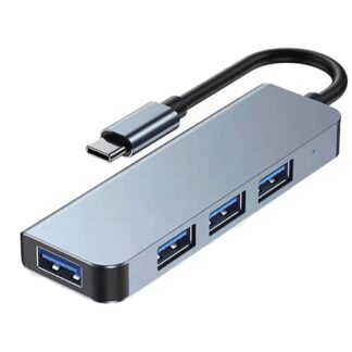 DeTech USB-C Hub s 4 porty - 3хUSB2.0, 1xUSB3.0 - šedá