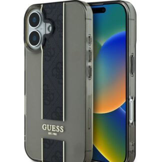 Guess IML Middle 4G Stripe Zadní Kryt pro iPhone 16 Black