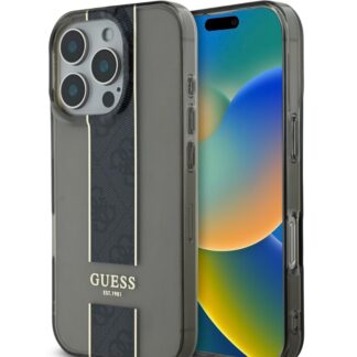 Guess IML Middle 4G Stripe Zadní Kryt pro iPhone 16 Pro Black