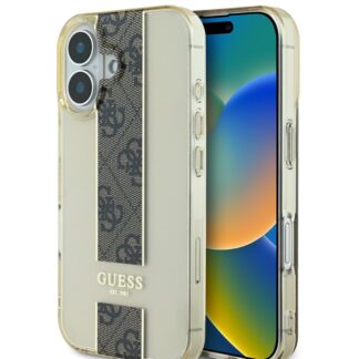 Guess IML Middle 4G Stripe Zadní Kryt pro iPhone 16 Brown