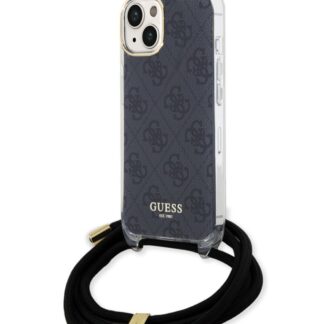 Guess IML 4G Printed Crossbody Popruh Zadní Kryt pro iPhone 15 Black