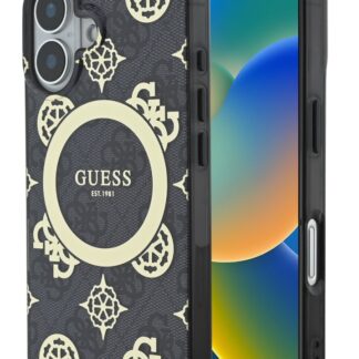 Guess IML 4G Peony MagSafe Zadní Kryt pro iPhone 16 Black