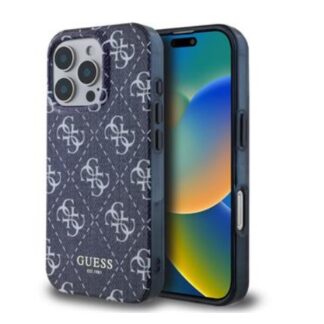 Guess IML Denim Effect MagSafe Zadní Kryt pro iPhone 16 Pro Dark Blue