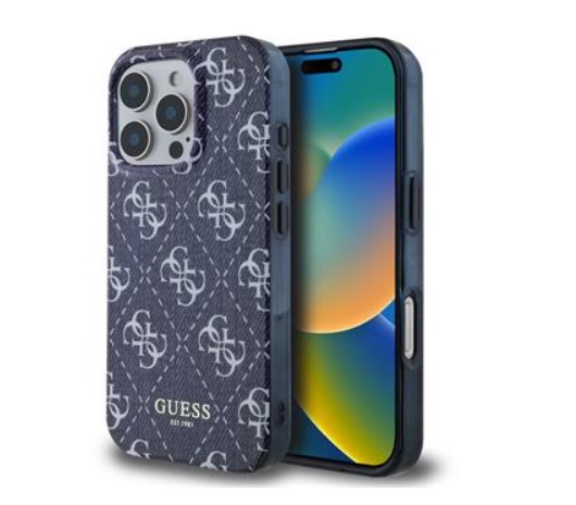 Guess IML Denim Effect MagSafe Zadní Kryt pro iPhone 16 Pro Dark Blue