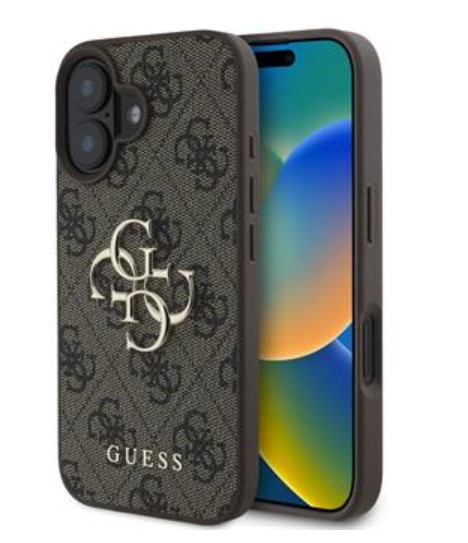 Guess PU 4G Metal Logo Zadní Kryt pro iPhone 16 Brown
