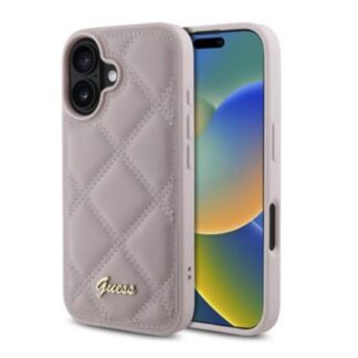 Guess PU Leather Quilted Zadní Kryt pro iPhone 16 Pink