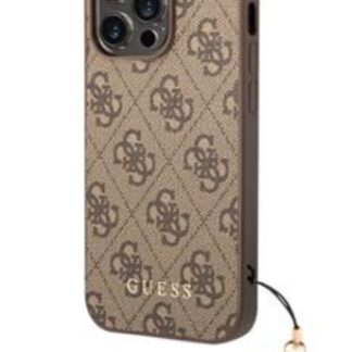 Guess 4G Charm Zadní Kryt pro iPhone 14 Pro Tone on Tone Brown