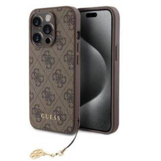 Guess 4G Charm Zadní Kryt pro iPhone 15 Pro Tone on Tone Brown
