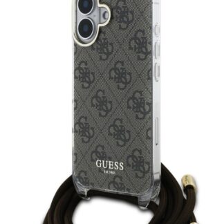 Guess IML 4G Printed Crossbody Popruh Zadní Kryt pro iPhone 16 Brown