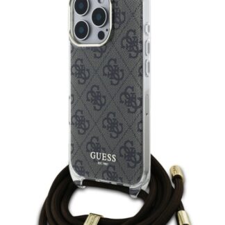 Guess IML 4G Printed Crossbody Popruh Zadní Kryt pro iPhone 16 Pro Brown