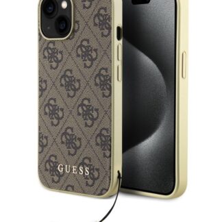 Guess 4G Charm Zadní Kryt pro iPhone 15 Brown