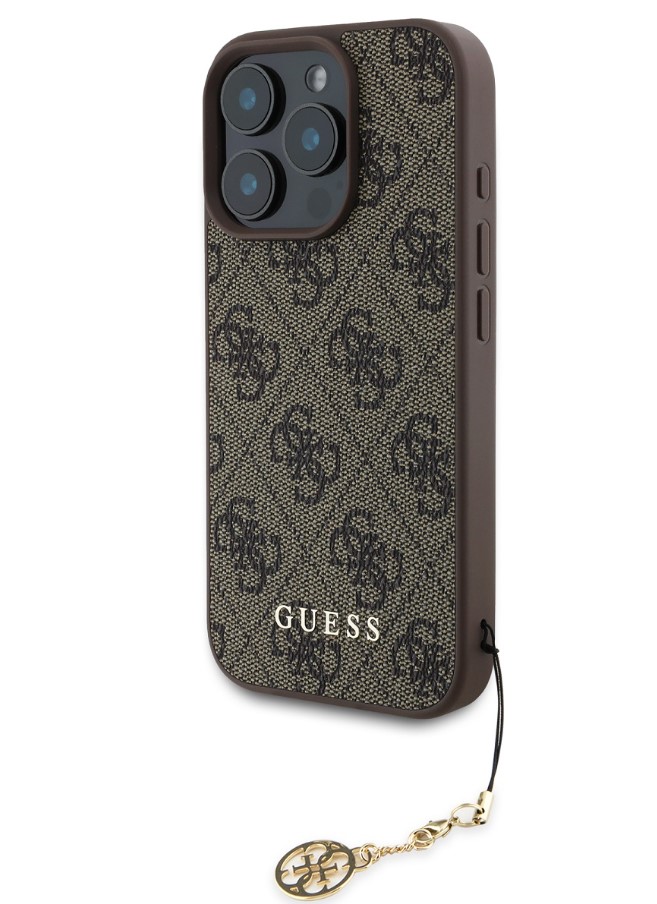 Guess 4G Charm Zadní Kryt pro iPhone 16 Pro Tone on Tone Brown