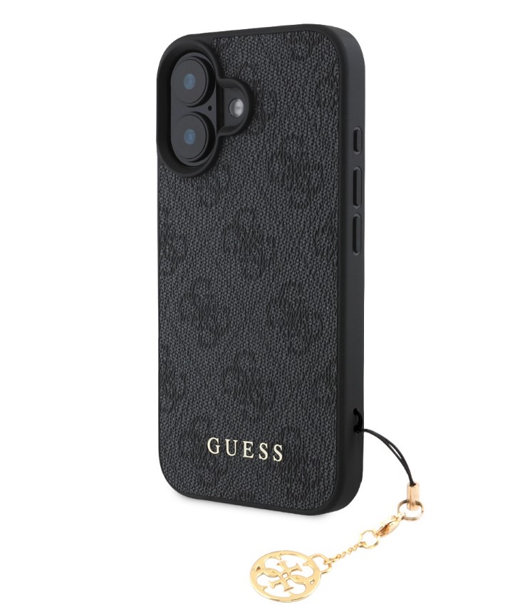 Guess 4G Charm Zadní Kryt pro iPhone 16 Tone on Tone Grey