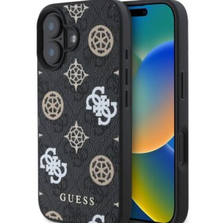 Guess PU 4G Peony MagSafe Zadní Kryt pro iPhone 16 Black