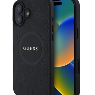 Guess Saffiano Peony Stamp MagSafe Zadní Kryt pro iPhone 16 Black