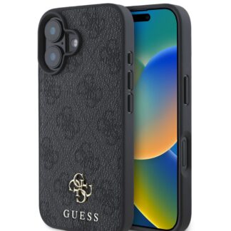 Guess PU 4G Small Metal Logo MagSafe Zadní Kryt pro iPhone 16 Grey