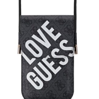 Guess PU 4G Big Love Logo Taška na Telefon Black