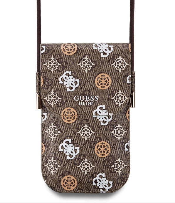 Guess PU 4G Peony Multicolor Taška na Telefon Brown