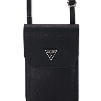 Guess PU Grained Triangle Logo Taška na Telefon Black