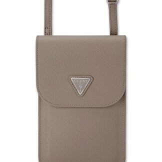 Guess PU Grained Triangle Logo Taška na Telefon Brown