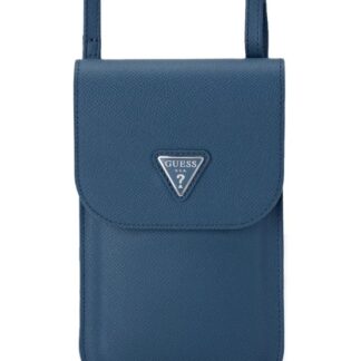 Guess PU Grained Triangle Logo Taška na Telefon Blue