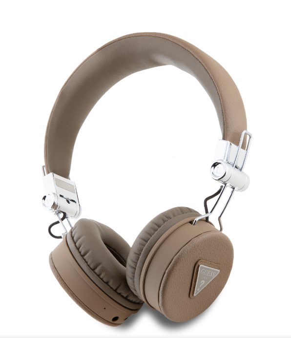 Guess PU Grained Triangle Logo ENC Bezdrátová Sluchátka Brown