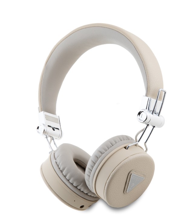 Guess PU Grained Triangle Logo ENC Bezdrátová Sluchátka Beige