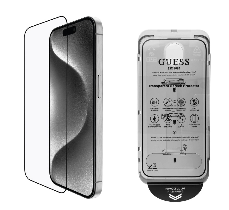 Guess Tvrzené Sklo 2.5D pro iPhone 16 Pro Black