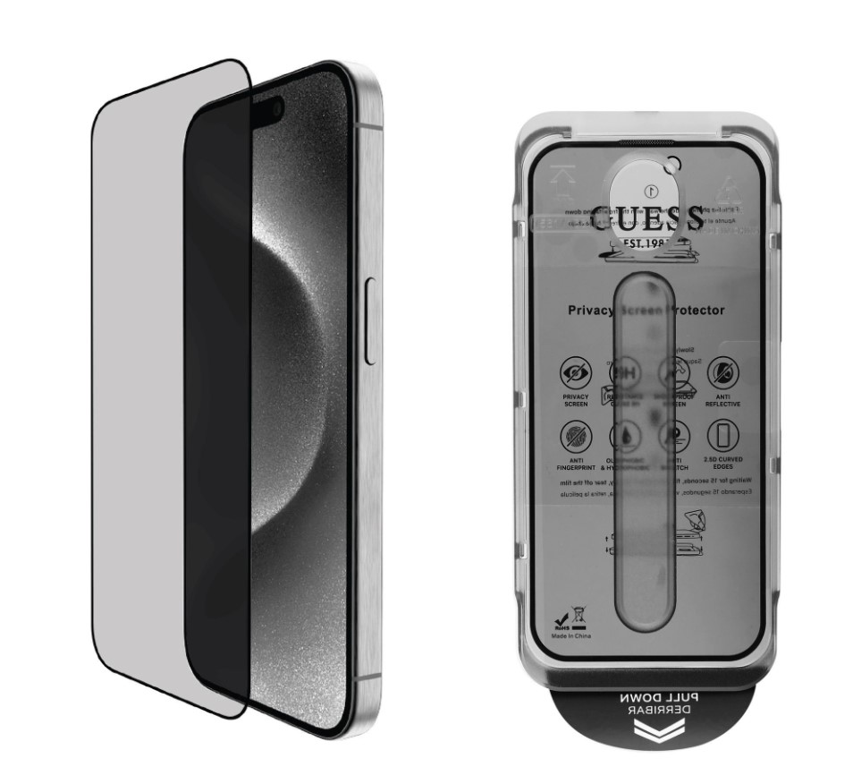 Guess Tvrzené Sklo 2.5D PRIVACY pro iPhone 16 Pro Black