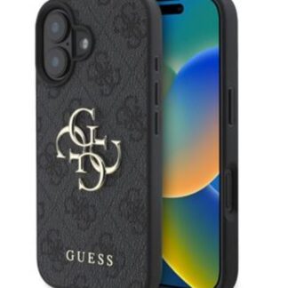 Guess PU 4G Metal Logo Zadní Kryt pro iPhone 16 Plus Grey