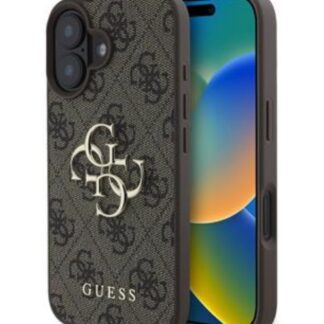 Guess PU 4G Metal Logo Zadní Kryt pro iPhone 16 Plus Brown