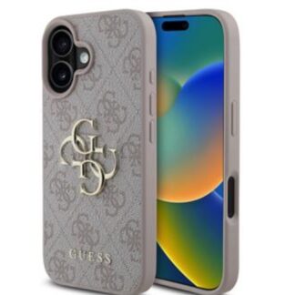 Guess PU 4G Metal Logo Zadní Kryt pro iPhone 16 Plus Pink