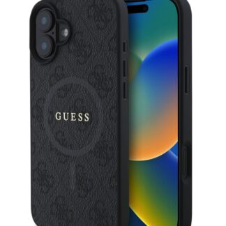 Guess PU Leather 4G Colored Ring MagSafe Zadní Kryt pro iPhone 16 Plus Black
